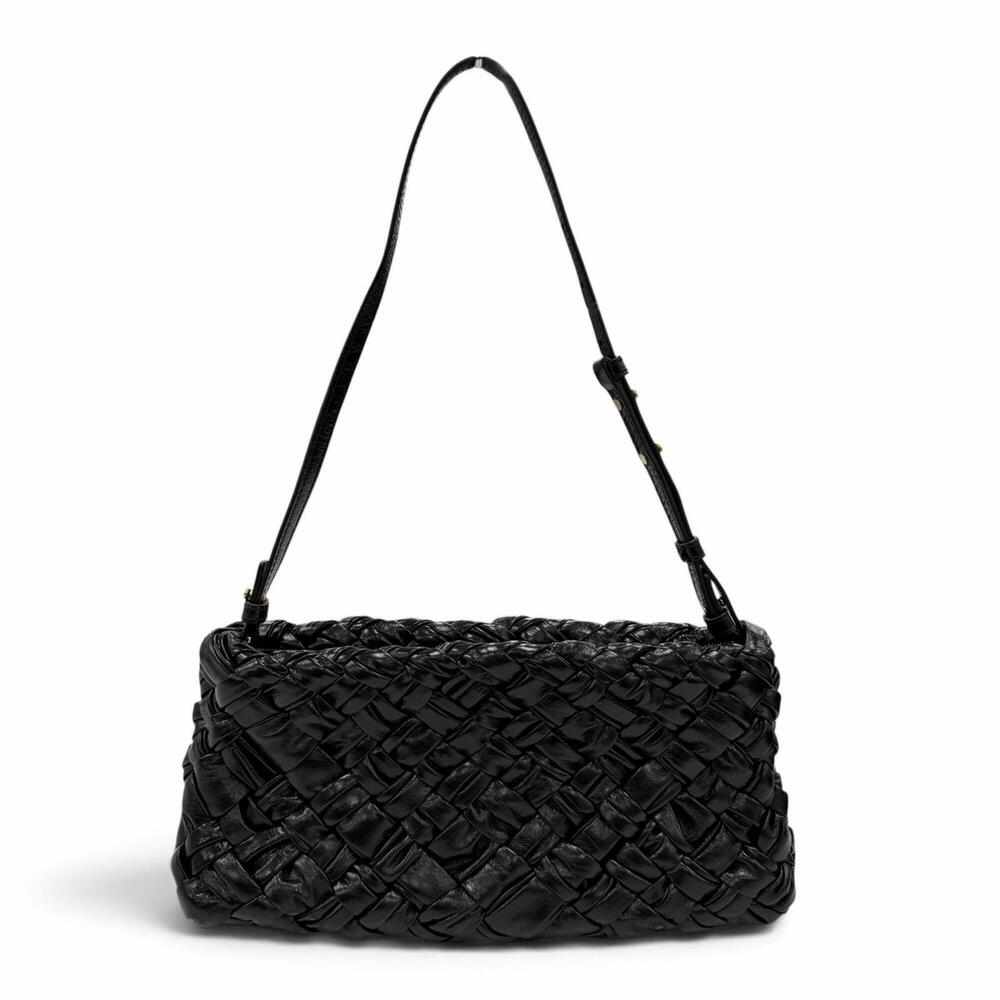 BOTTEGA VENETA Calimero Chacha Shoulder Bag, Intrecciato Leather Handbag, Bla...